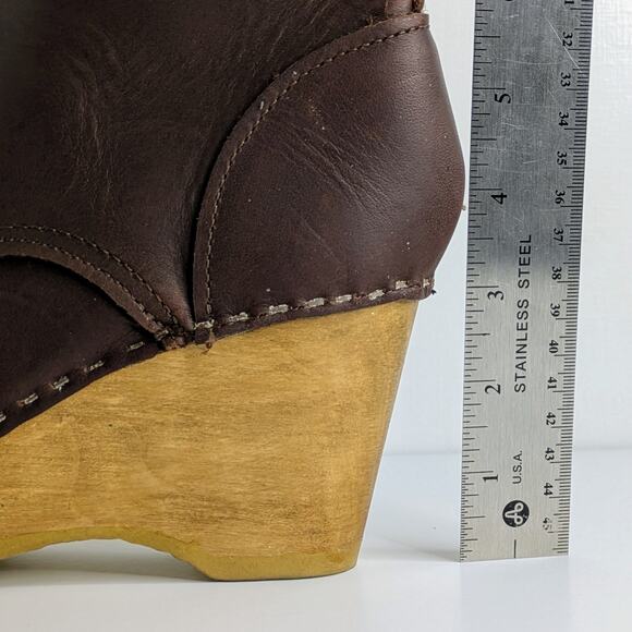 No. 6 Store Ankle Boots 37 Brown Leather Lace Up Wedge Bohemian Scandi Chic - Picture 12 of 15